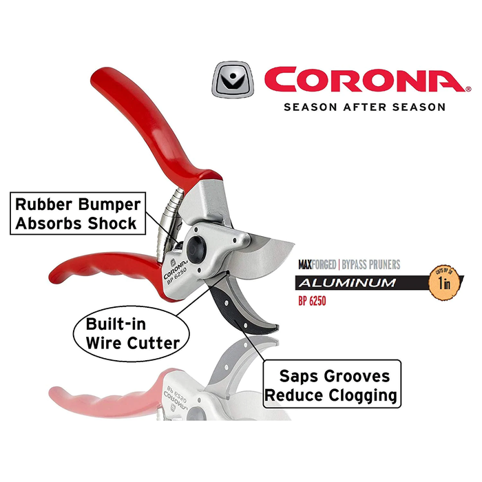 Corona Tools ALUMINUM Bypass Pruner - 1 Inch, Straight BP 6250