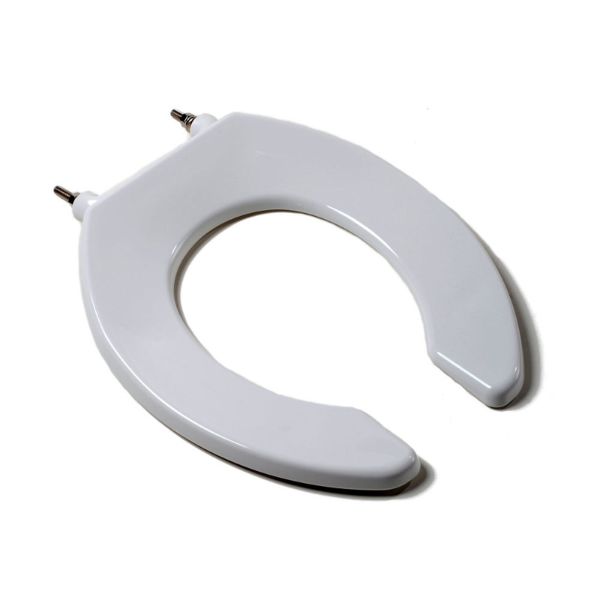 PlumbTech 420C-00 Heavy Duty Commercial Open Front Less Cover Toilet Seat, White