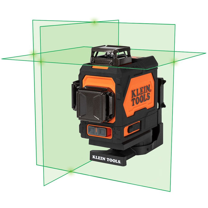 Klein Tools 93PLL Self-Leveling Laser Level, Green 3x360-Deg Planes, Rechargeable Battery, Magnetic Mount, Class II Laser (≤1mW @ 510-530nm)