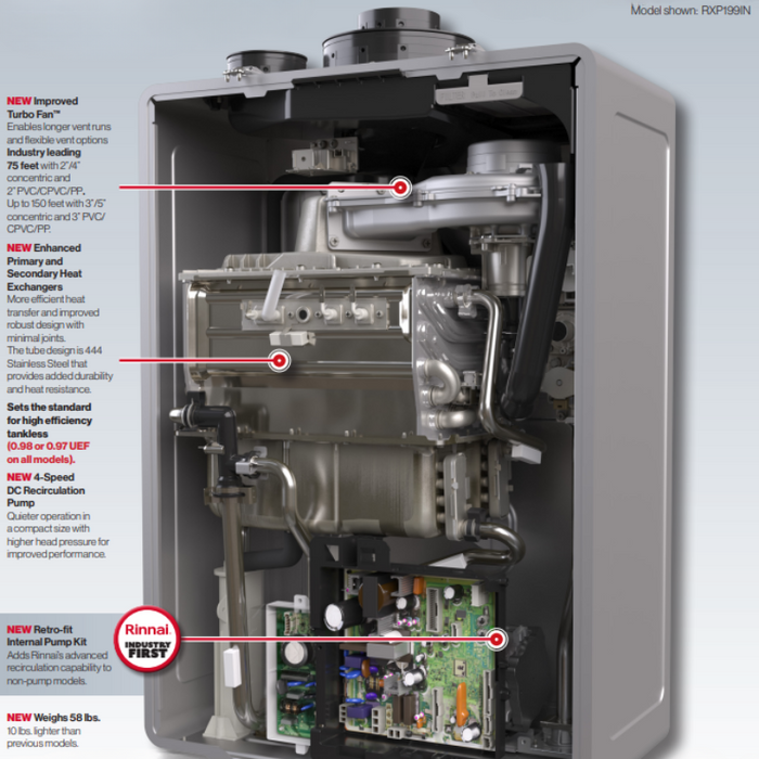 SCRATCH AND DENT Rinnai -RX130iN- Sensei RX Condensing Series Pro Build Indoor without Pump Natural Gas/Propane -SD1