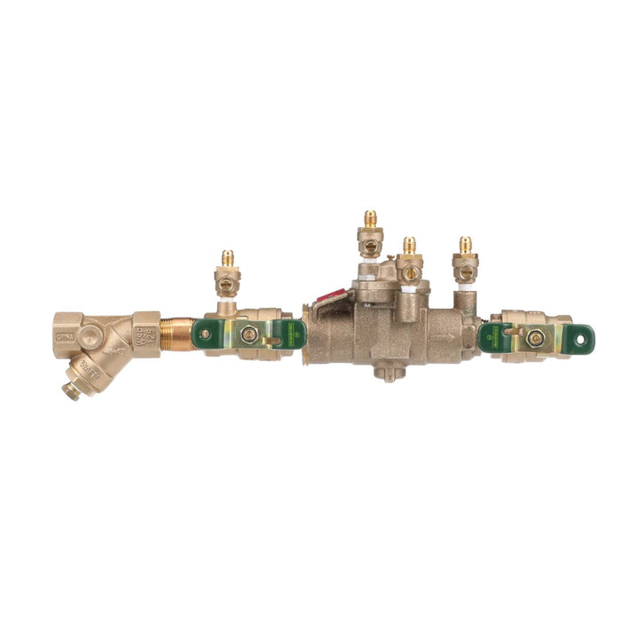 Watts LF009M3-QT-S 3/4 3/4 IN Lead Free Reduced Pressure Zone Backflow Preventer Assembly, Quarter Turn Shutoff Valves, Bronze Strainer (Discontinued)