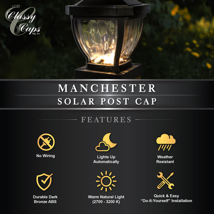 Classy Caps 4X4 Dark Bronze Manchester Solar Post Cap SL994