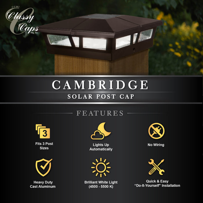 Classy Caps 6X6 Brown Aluminum Cambridge Solar Post Cap SLC771C