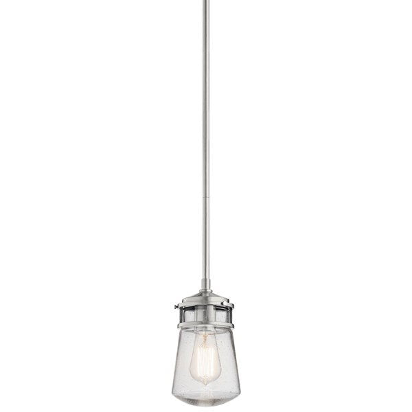 Kichler - 49446BA - Lyndon™ 9.5" 1 Light Pendant with Clear Seeded Glass Brushed Aluminum