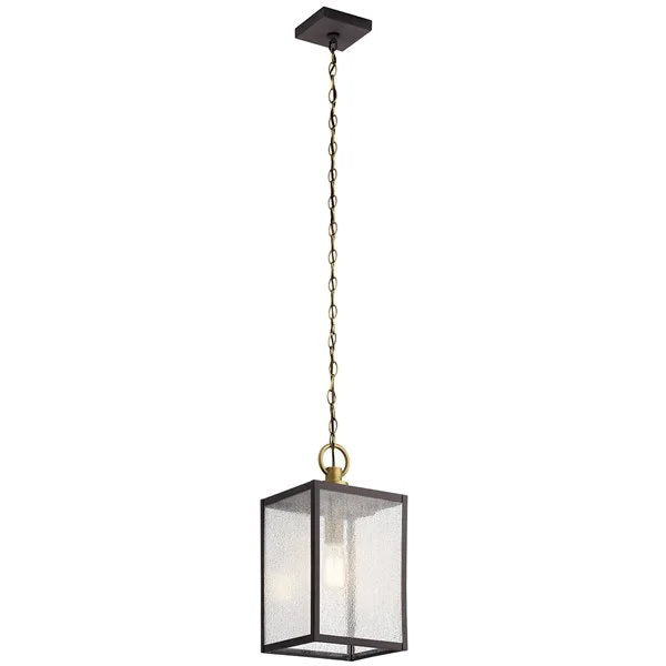 Kichler - 59008WZC - Lahden™ 17.25" 1 Light Outdoor Convertible Pendant/Semi Flush with Clear Seeded Glass Weathered Zinc