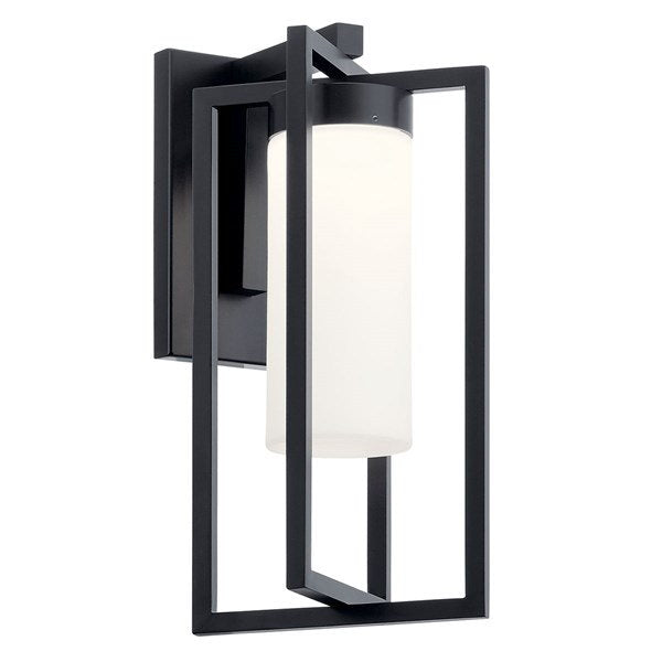 Kichler - 59071BKLED - Drega 14" 1 LED Wall Light with Satin Etched Glass Black