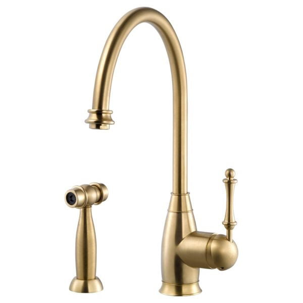 Hamat -  EXSH-4000 BB - Traditional Brass Single Lever Faucet with Side Spray, Brushed Brass