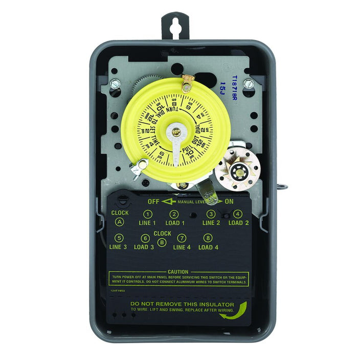 Intermatic T1871BR Interruptor horario mecánico de 24 horas con salto de día, 120 VCA, 2 NO/2 NC, exterior