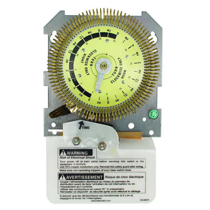 Intermatic T1905HDM Interruptor de tiempo mecánico con esfera metálica resistente de 24 horas, solo mecanismo, 125 VAC, intervalo de 15 minutos