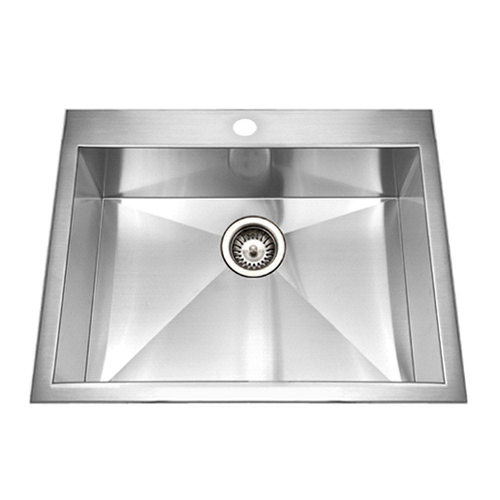 Houzer - BCS-2522 - Bellus Series Zero Radius Topmount Stainless Steel  1-Hole Single Bowl Kitchen Sink